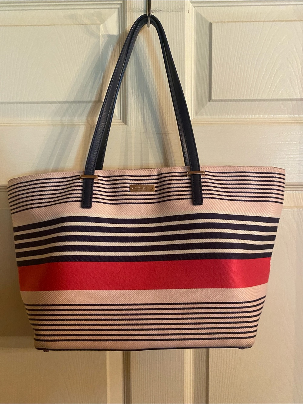 kate spade Pink, Navy & Red Striped Tote